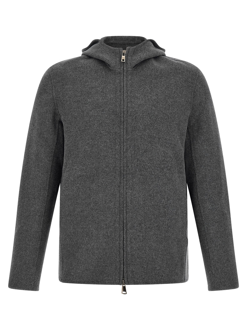 GIORGIO BRATO Gray Wool Full-Length Jacket for Men