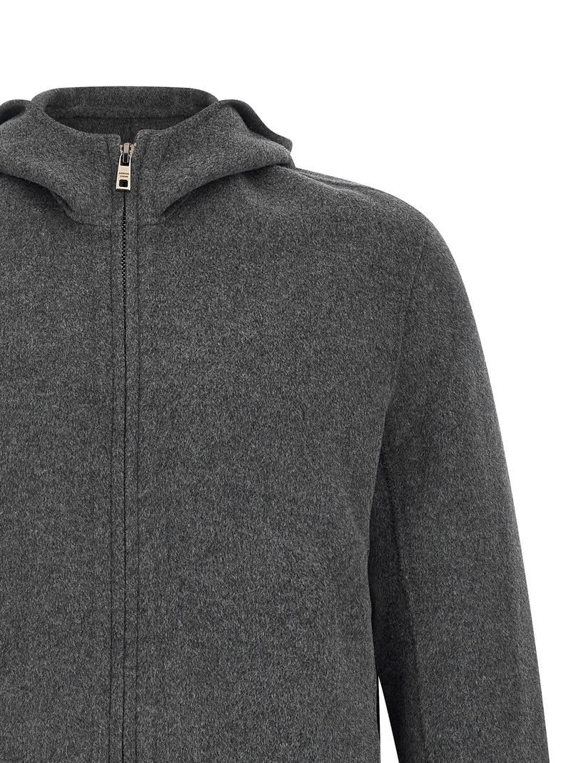 GIORGIO BRATO Gray Wool Full-Length Jacket for Men