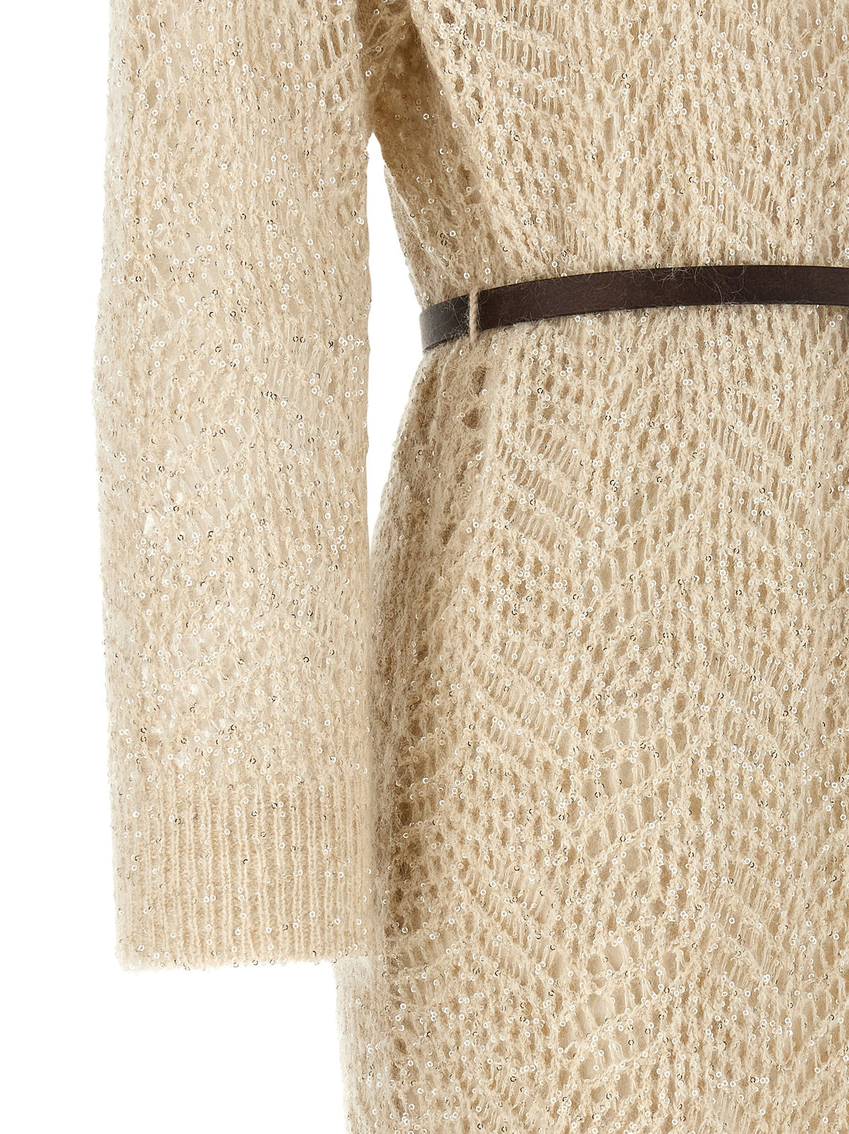 Brunello Cucinelli Beige Polyamide Midi Dress - Dazzling Abstract Leaf