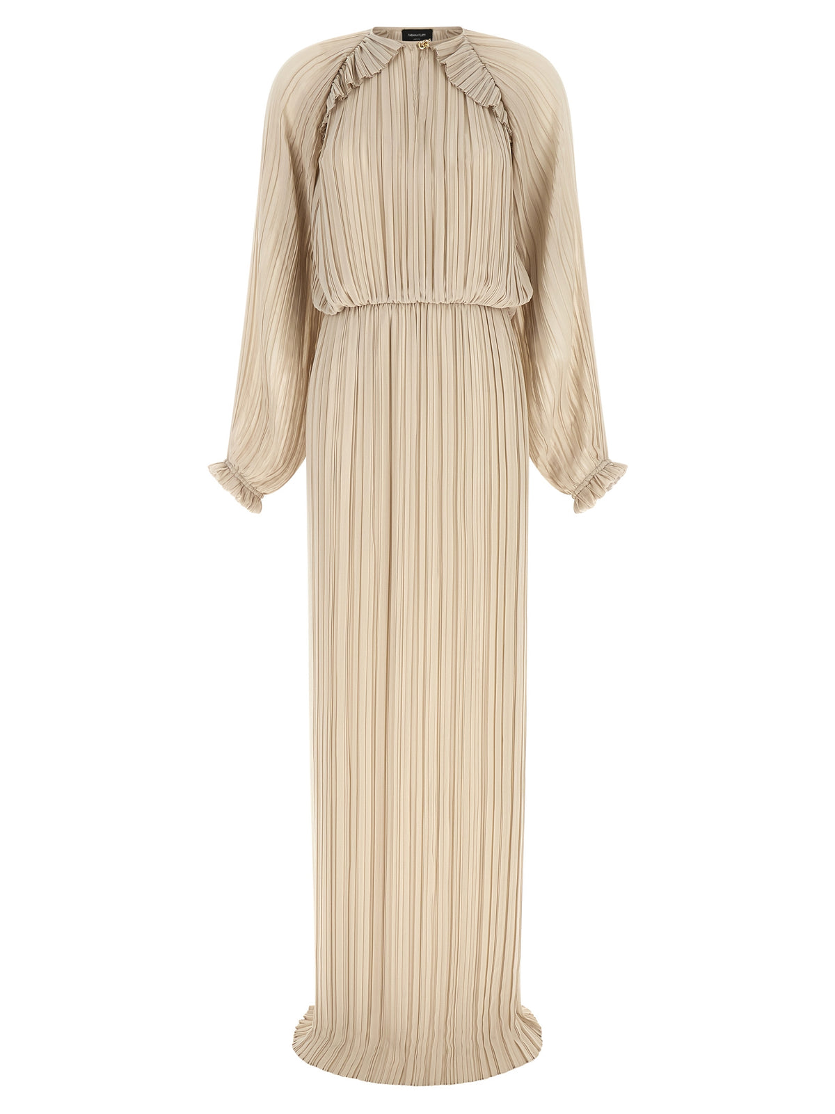 Fabiana Filippi Beige Long Dress with Pleated Detailing