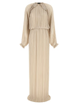Fabiana Filippi Beige Long Dress with Pleated Detailing