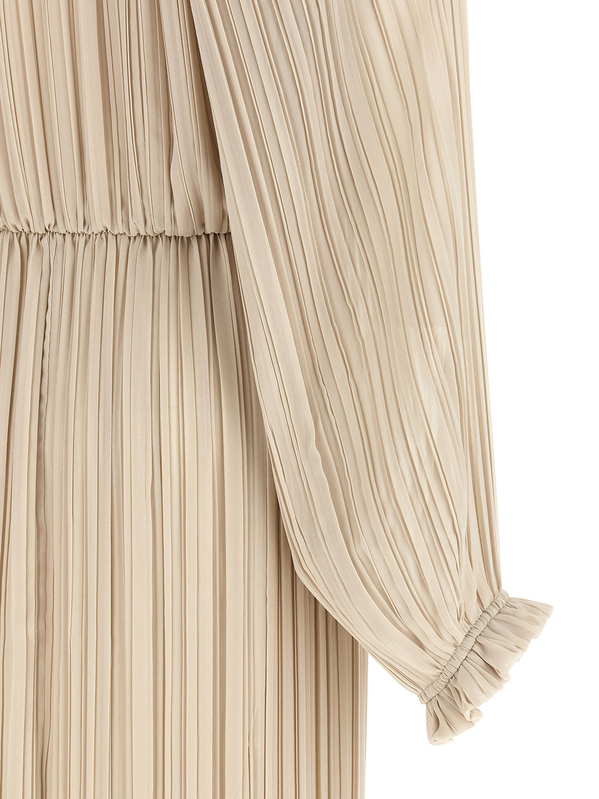 Fabiana Filippi Beige Long Dress with Pleated Detailing