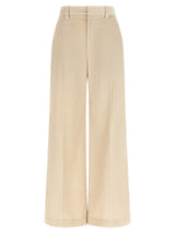 Brunello Cucinelli Beige Cotton Loose Trousers for Women