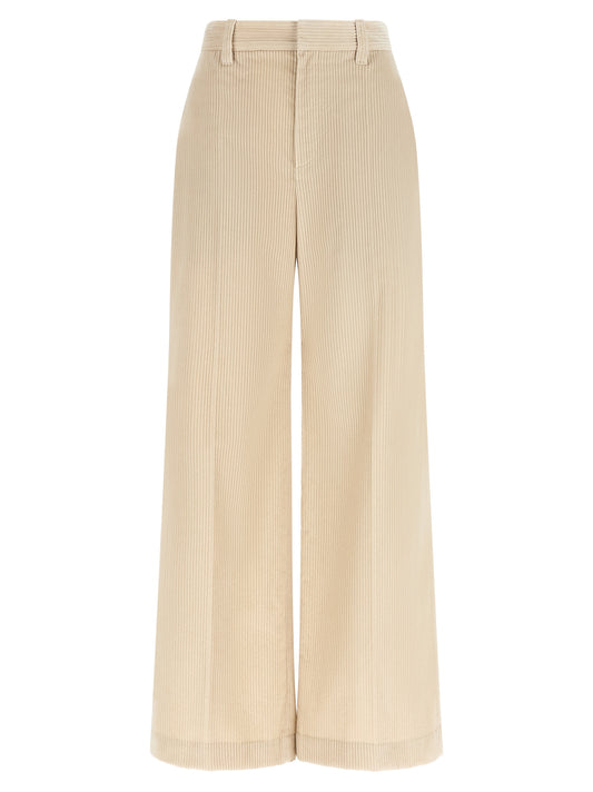 Brunello Cucinelli Beige Cotton Loose Trousers for Women