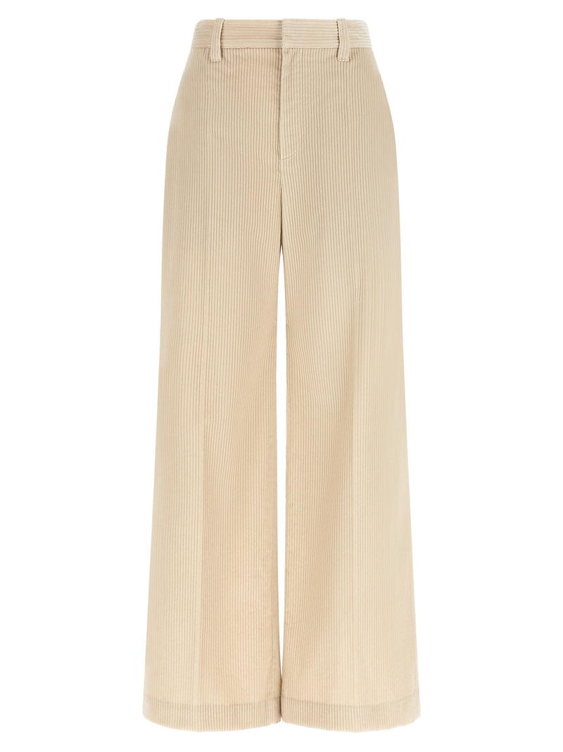 Brunello Cucinelli Beige Cotton Loose Trousers for Women