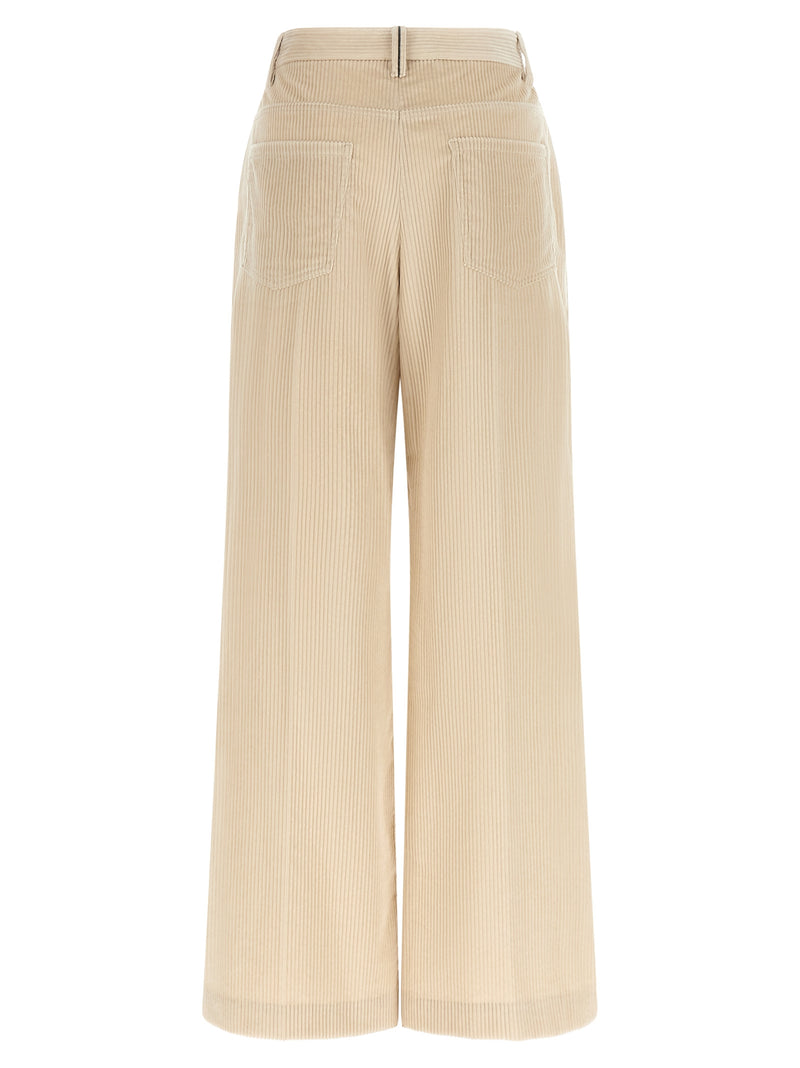 Brunello Cucinelli Beige Cotton Loose Trousers for Women