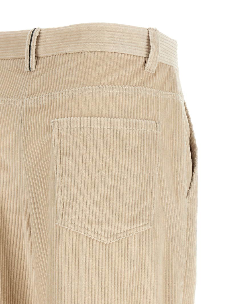 Brunello Cucinelli Beige Cotton Loose Trousers for Women