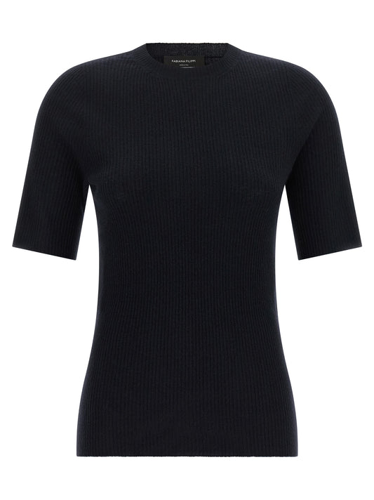 Fabiana Filippi Blue Virgin Wool T-Shirt for Women