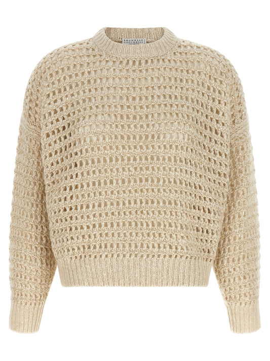 Brunello Cucinelli Beige Elastane Cardigan - Dazzling Braids