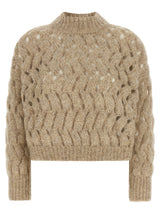 Brunello Cucinelli Beige Wool Cardigan - Dazzling Waves