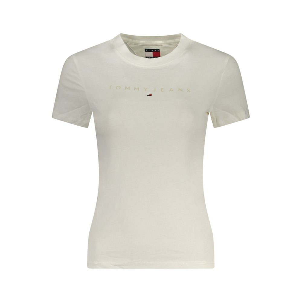 Tommy Hilfiger Women's White Cotton T-Shirt - Short Sleeve
