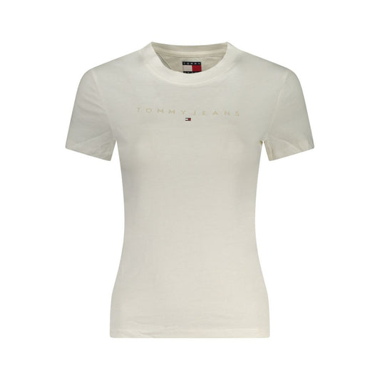 Tommy Hilfiger Women's White Cotton T-Shirt - Short Sleeve