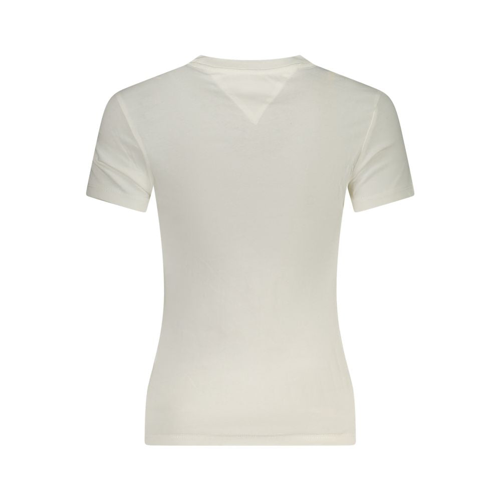 Tommy Hilfiger Women's White Cotton T-Shirt - Short Sleeve