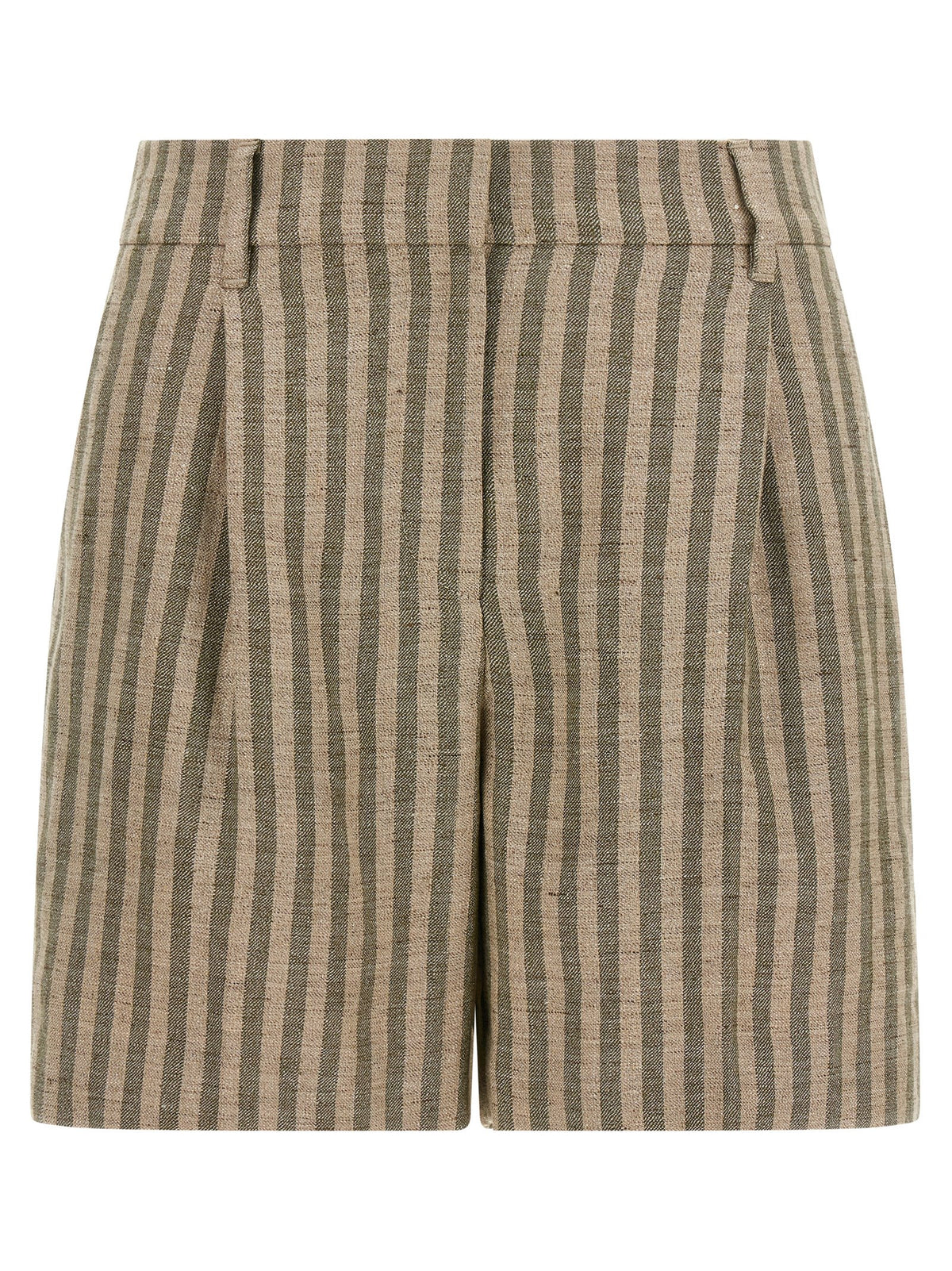 Brunello Cucinelli Bicolor Linen Bermuda Shorts for Women