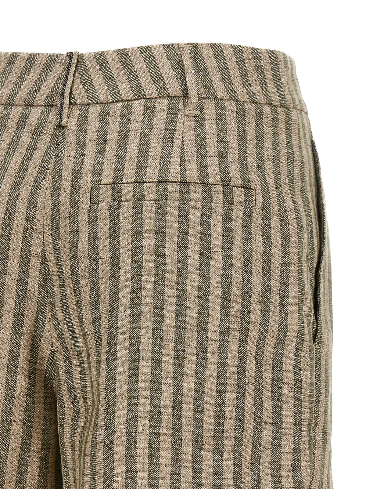 Brunello Cucinelli Bicolor Linen Bermuda Shorts for Women