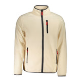 Pull en polyester beige pour homme, Norvège 1963, avec plusieurs poches.