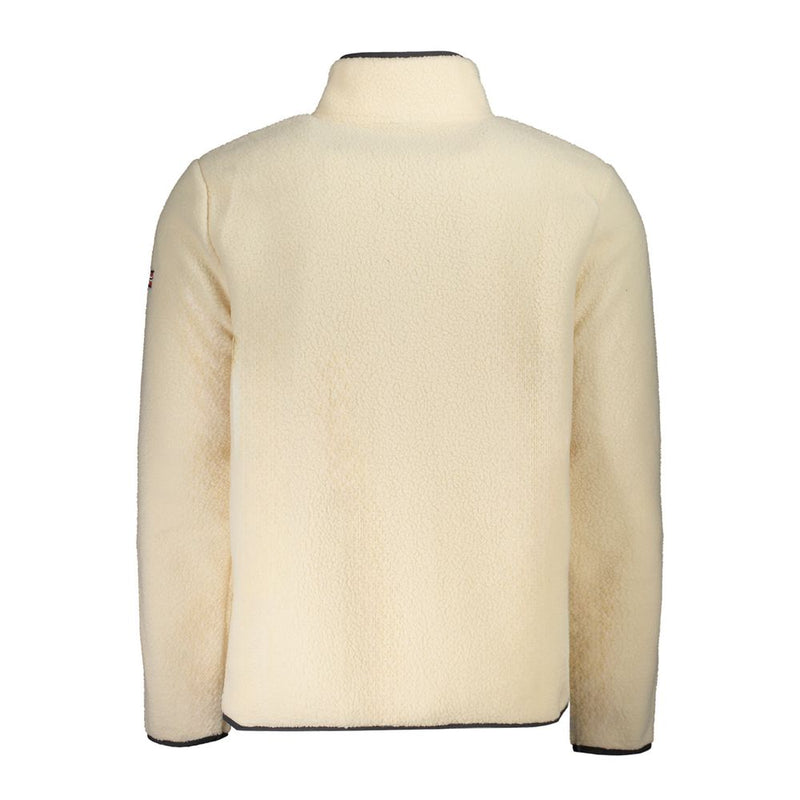 Pull en polyester beige pour homme, Norvège 1963, avec plusieurs poches.