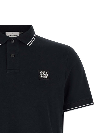 Stone Island Blue Cotton Polo Shirt