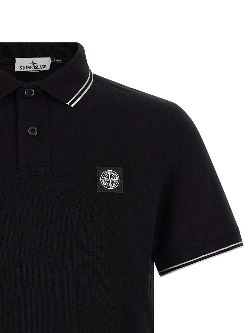 Stone Island Black Cotton Polo Shirt