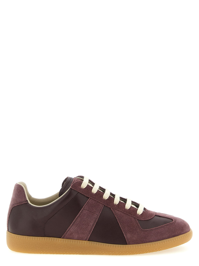 Baskets basses en cuir de veau bordeaux Maison Margiela