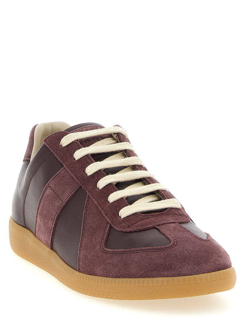 Baskets basses en cuir de veau bordeaux Maison Margiela