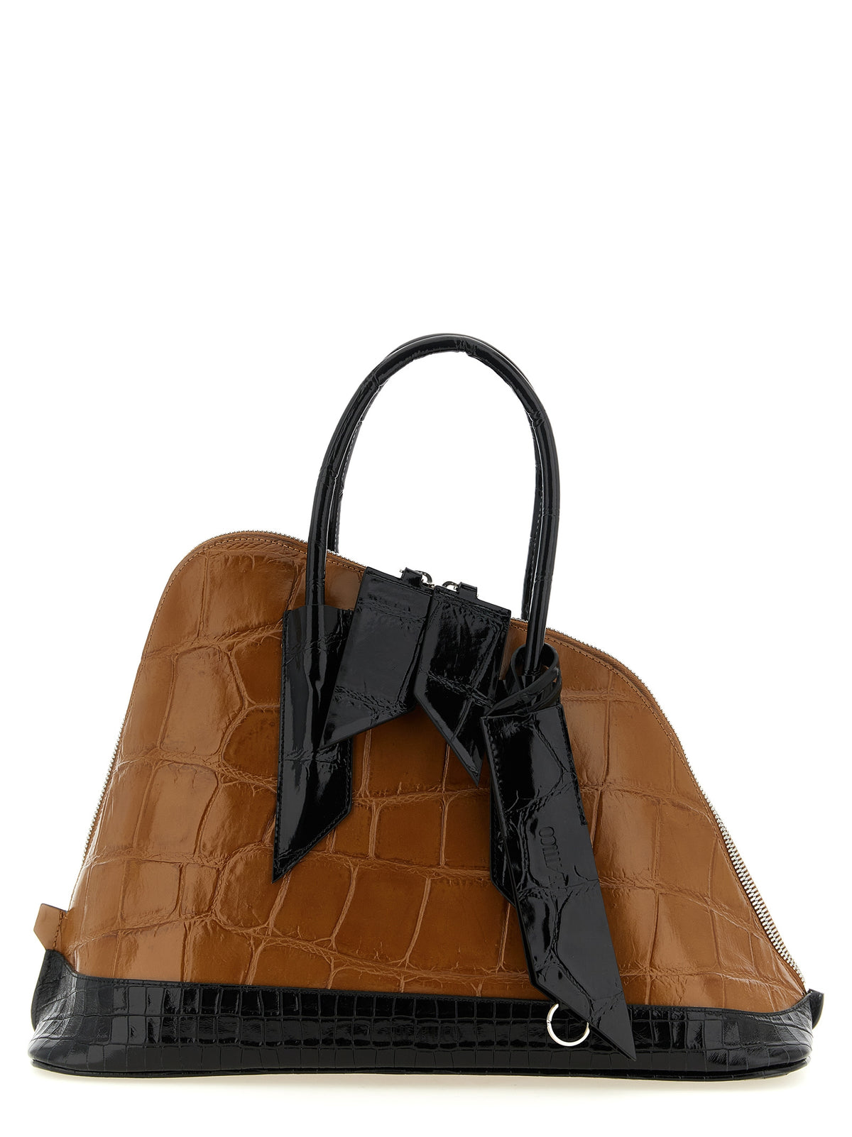 Le sac à main The Attico en cuir de veau marron Bos Taurus