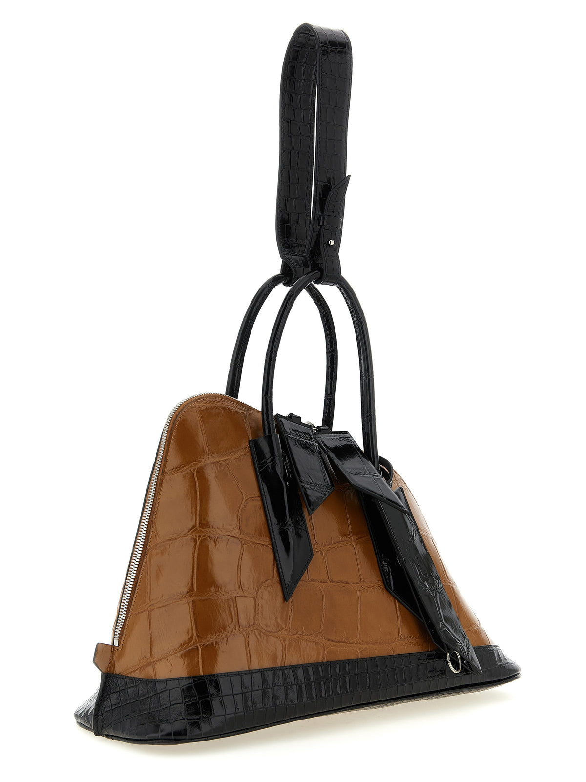 Le sac à main The Attico en cuir de veau marron Bos Taurus