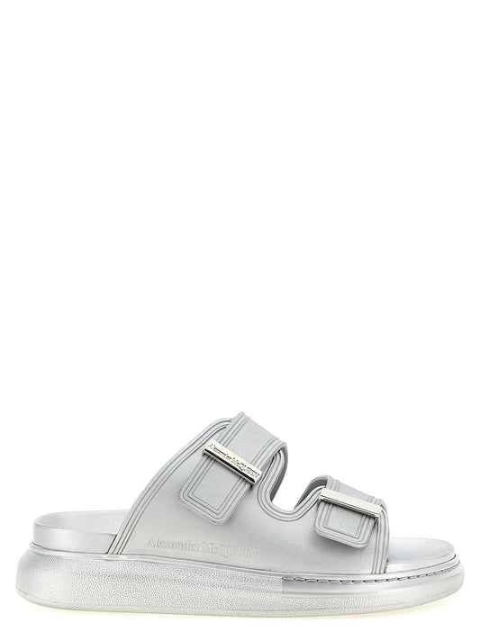 Claques en caoutchouc argentées Alexander McQueen
