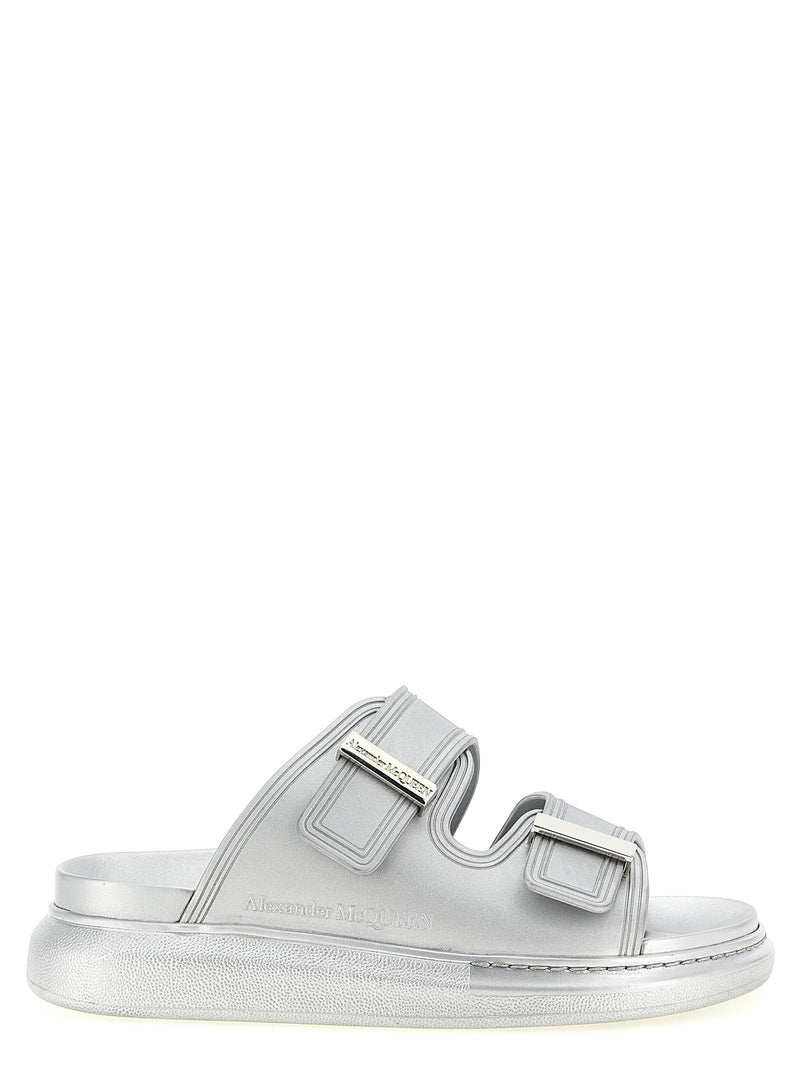 Claques en caoutchouc argentées Alexander McQueen