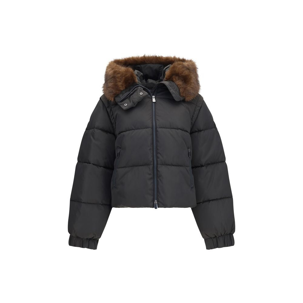 Doudoune longue PINKO marron en plumes d'oie