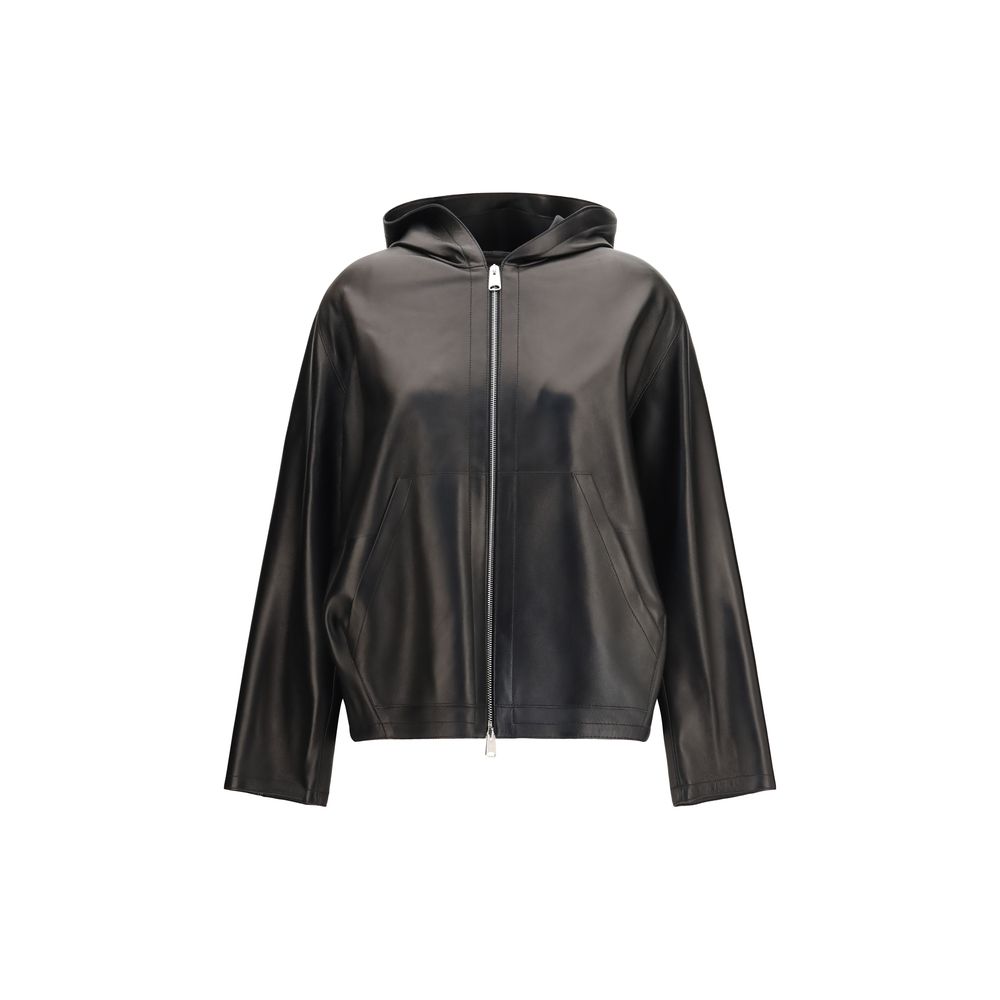 Veste en cuir d'agneau (Ovis Aries Aries) noire Khaite