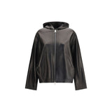 Veste en cuir d'agneau (Ovis Aries Aries) noire Khaite