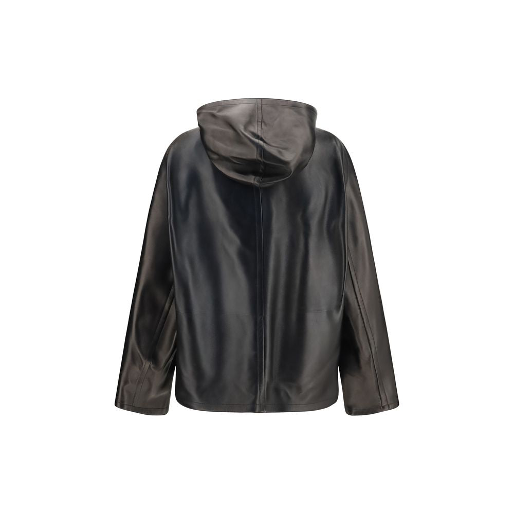 Veste en cuir d'agneau (Ovis Aries Aries) noire Khaite