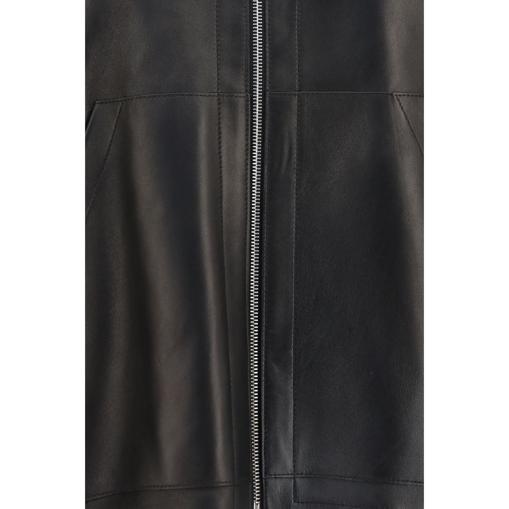 Veste en cuir d'agneau (Ovis Aries Aries) noire Khaite