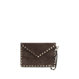 Portefeuille en cuir suédé marron Valentino Garavani