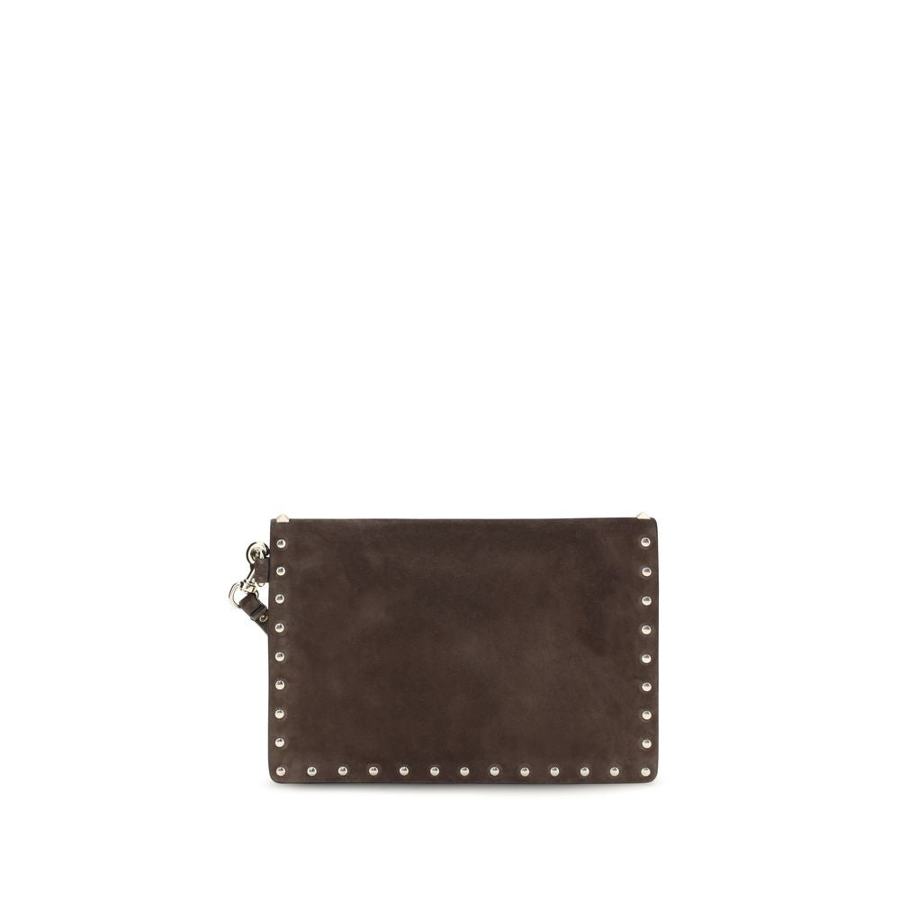 Portefeuille en cuir suédé marron Valentino Garavani
