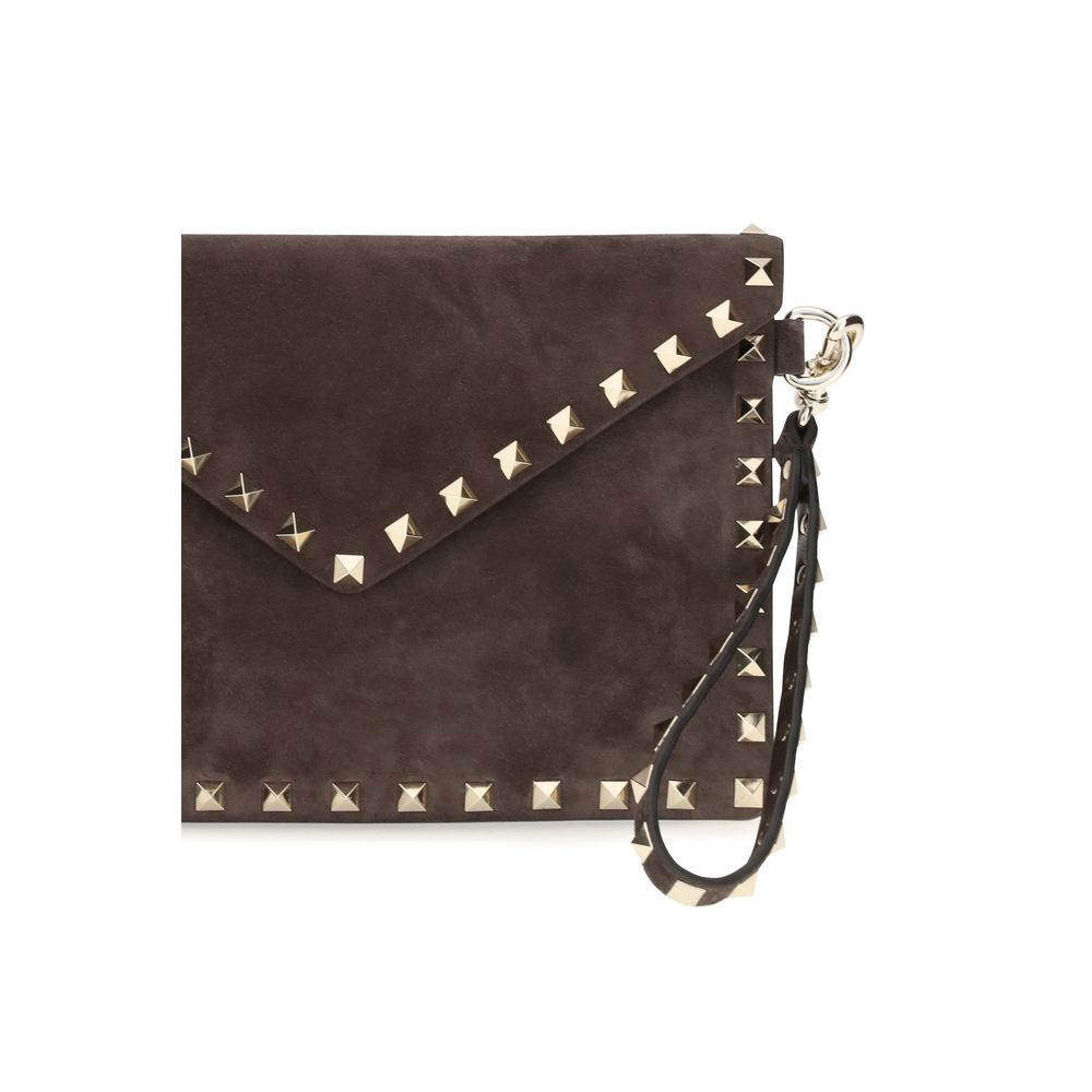 Portefeuille en cuir suédé marron Valentino Garavani