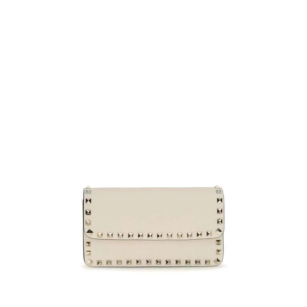 Valentino Garavani Portefeuille Bos Taurus en Cuir de Veau Beige
