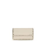 Valentino Garavani Portefeuille Bos Taurus en Cuir de Veau Beige