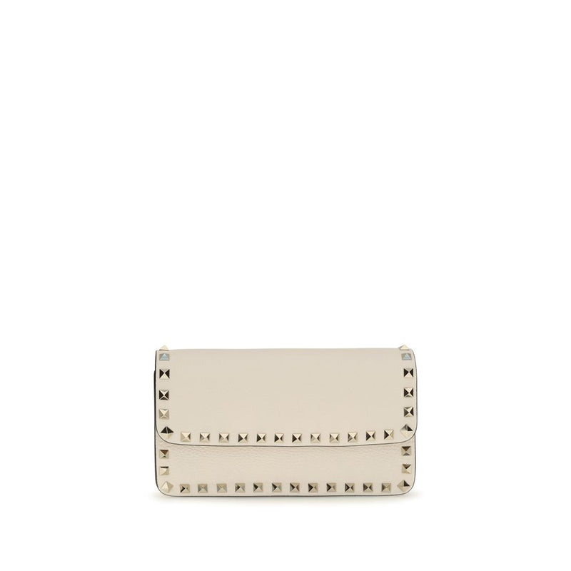 Valentino Garavani Portefeuille Bos Taurus en Cuir de Veau Beige
