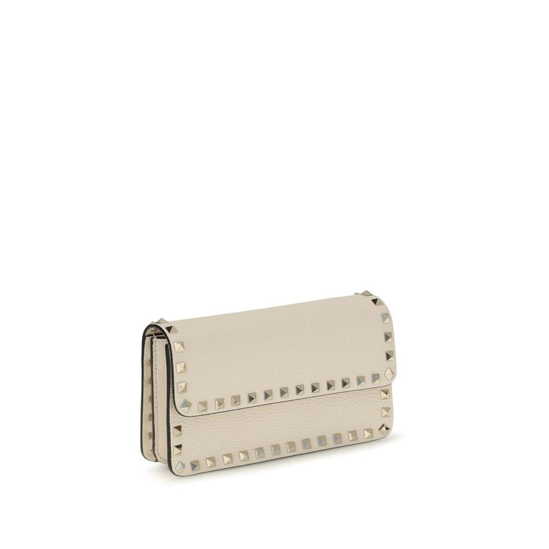 Valentino Garavani Portefeuille Bos Taurus en Cuir de Veau Beige