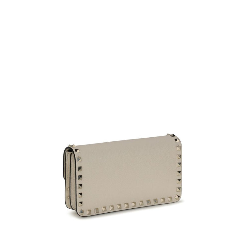 Valentino Garavani Portefeuille Bos Taurus en Cuir de Veau Beige