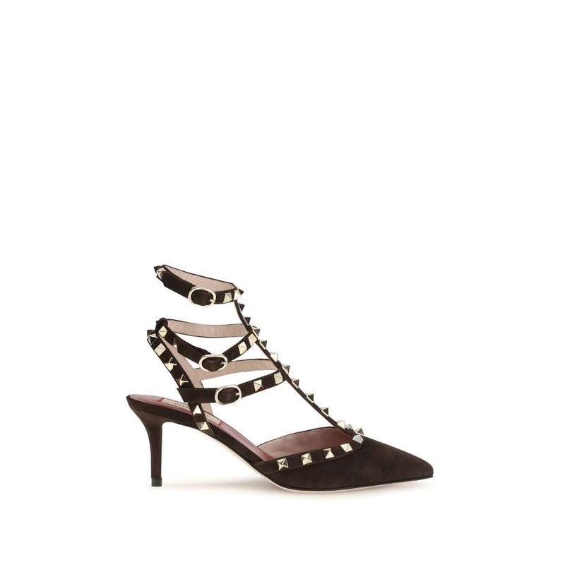 Escarpins à talon haut en cuir velours marron Valentino Garavani