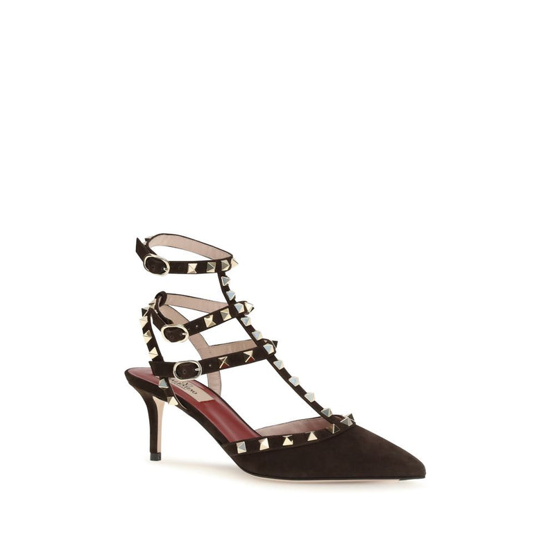 Escarpins à talon haut en cuir velours marron Valentino Garavani