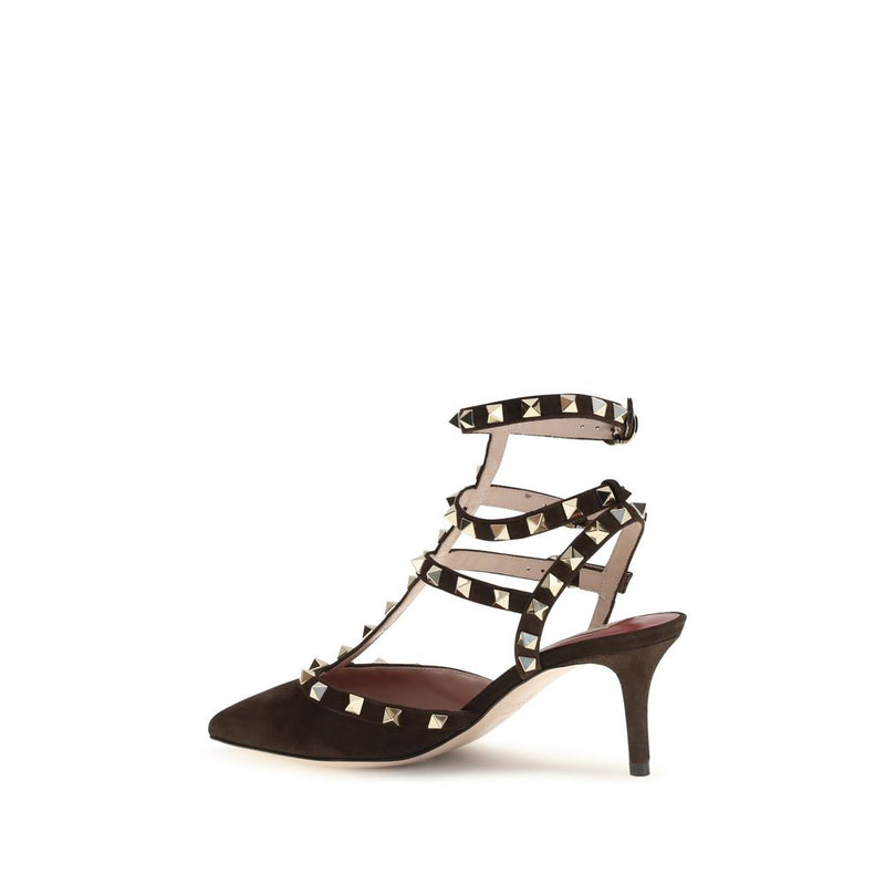 Escarpins à talon haut en cuir velours marron Valentino Garavani