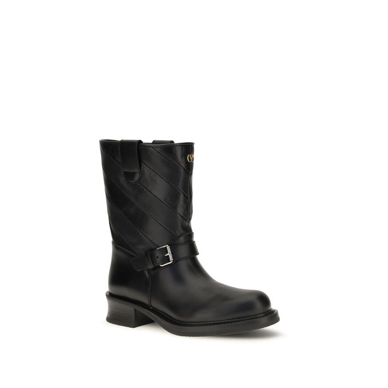Bottines Valentino Garavani Bos Taurus en cuir de veau noir