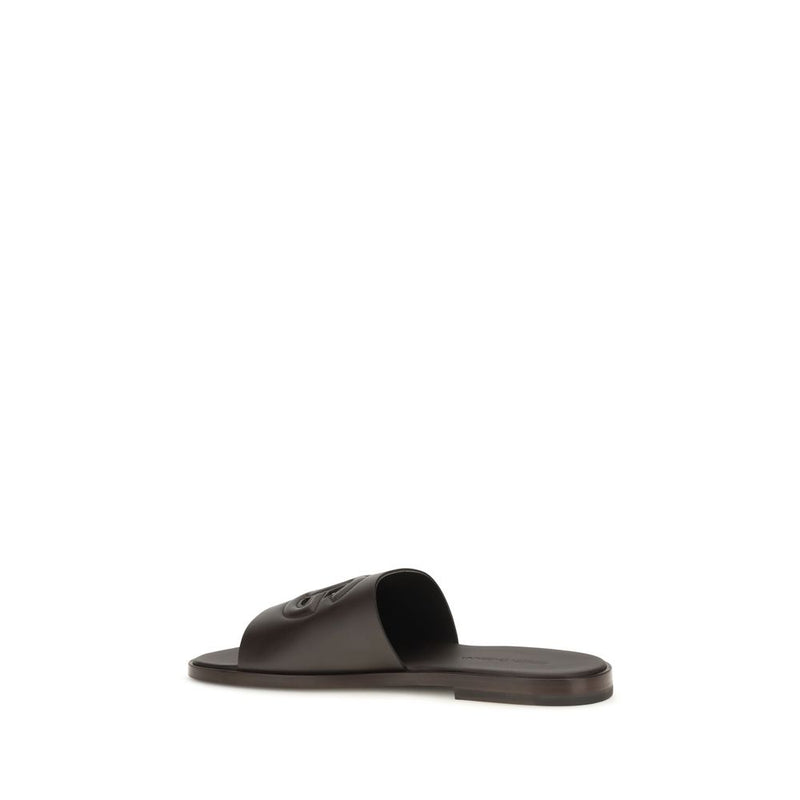 Sandales plates Dolce & Gabbana en cuir de veau marron Bos Taurus
