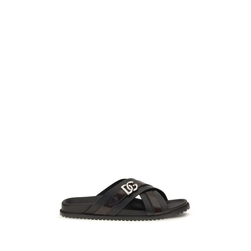 Sandales Dolce & Gabbana en cuir de veau noir