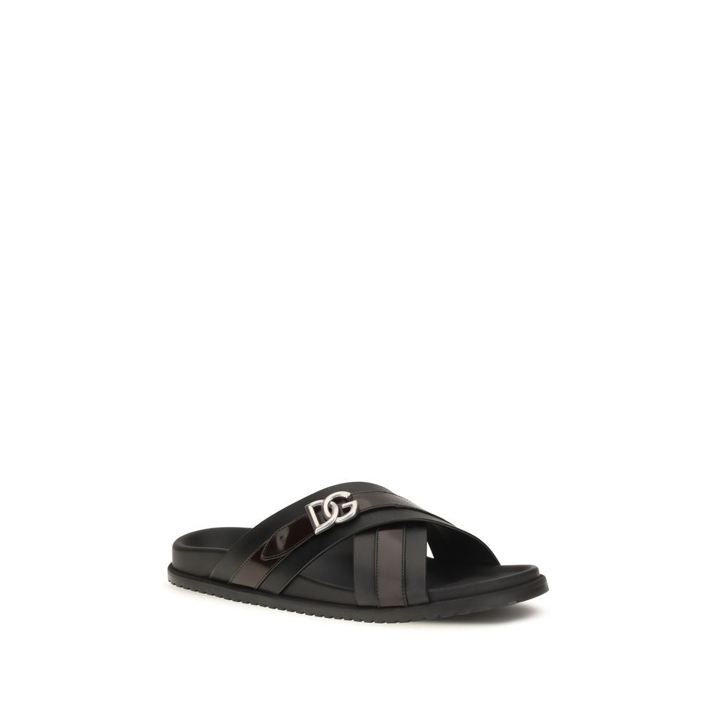 Sandales Dolce & Gabbana en cuir de veau noir