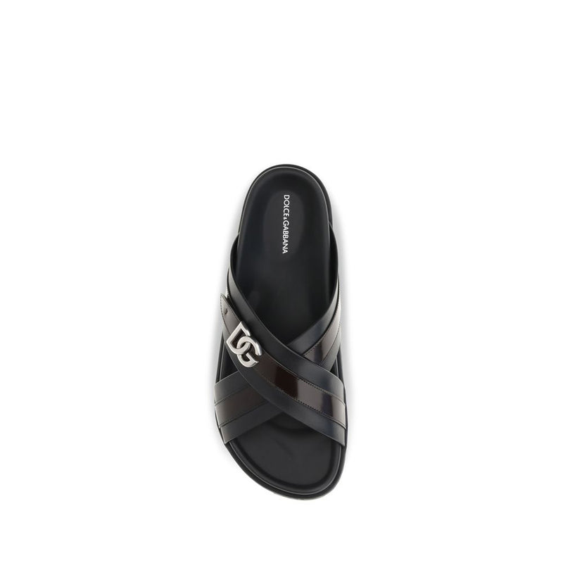 Sandales Dolce & Gabbana en cuir de veau noir